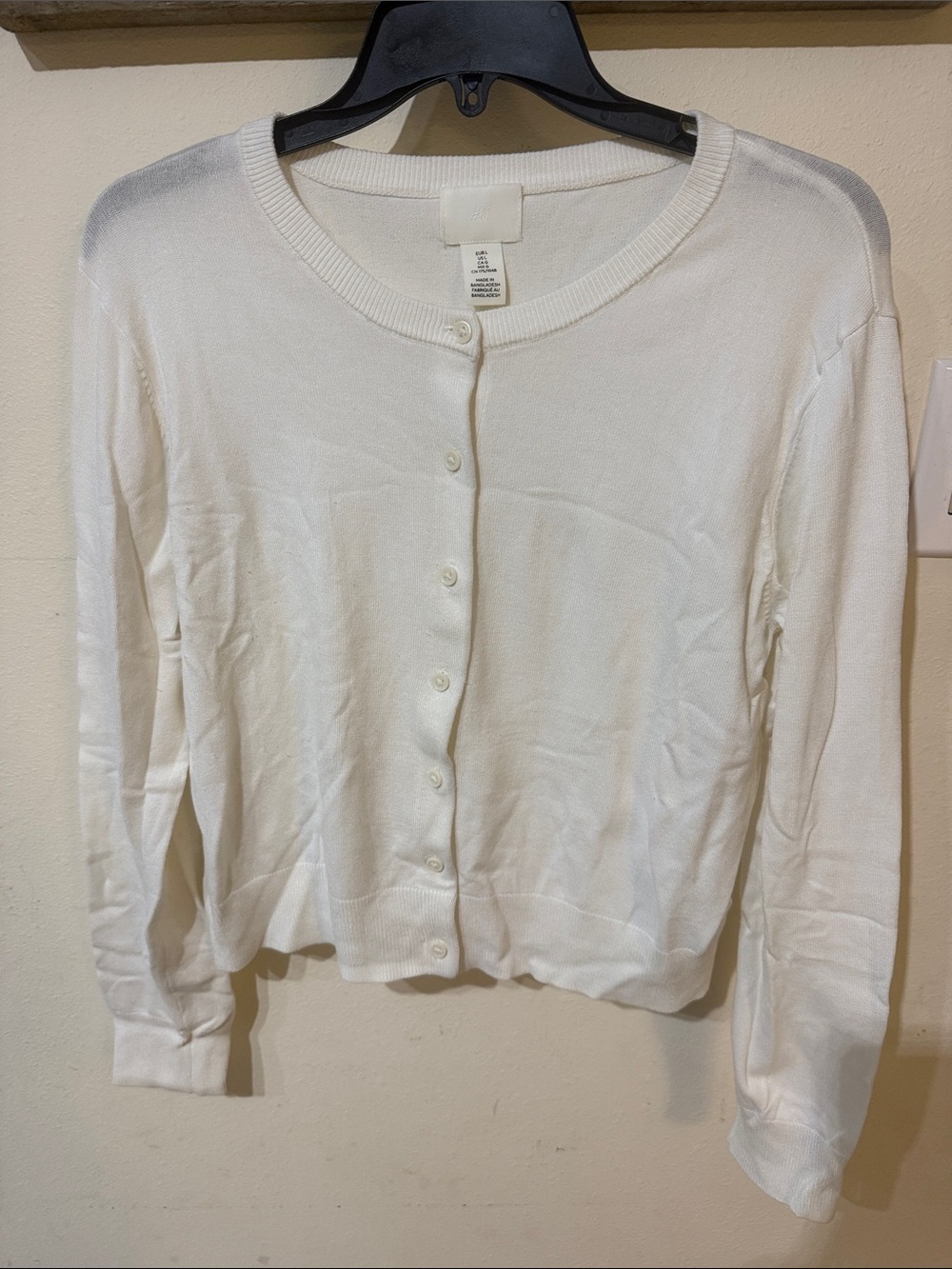 H&M Ivory Button-Front Knit Cardigan